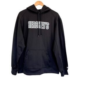 HERSHEY’S Black Gray Logo Hooded Pullover Sweatshirt Jacket Size M